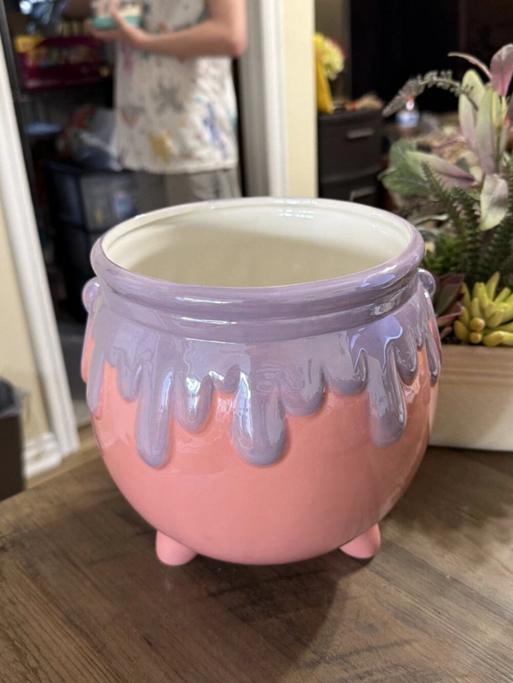 Booville Iridescent Pink/Purple Ceramic Cauldron Candy Bowl